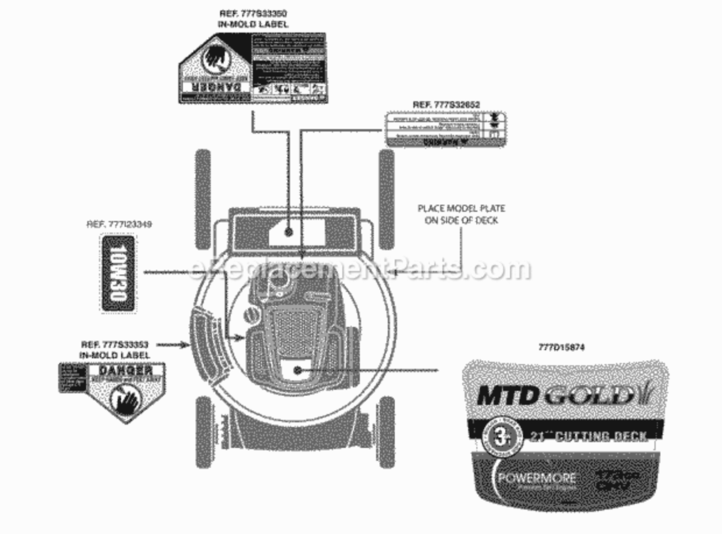 Label_Map_11A-B2J1704 Diagram and Parts List for 11A-B2J1704 2012 MTD Lawn Mower