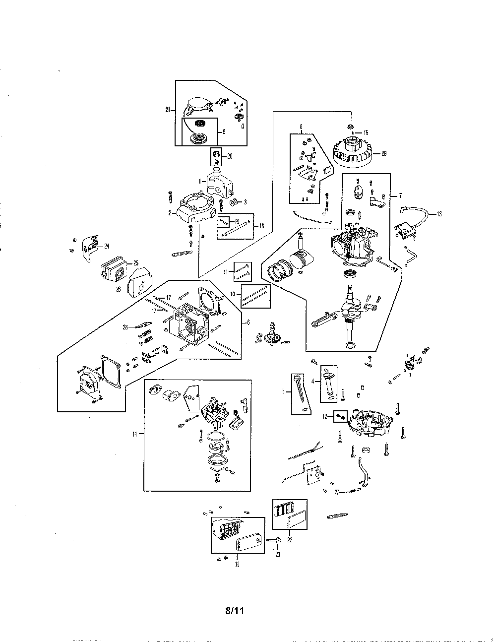 Engine Diagram and Parts List for 952Z1P70M0  MTD Engine