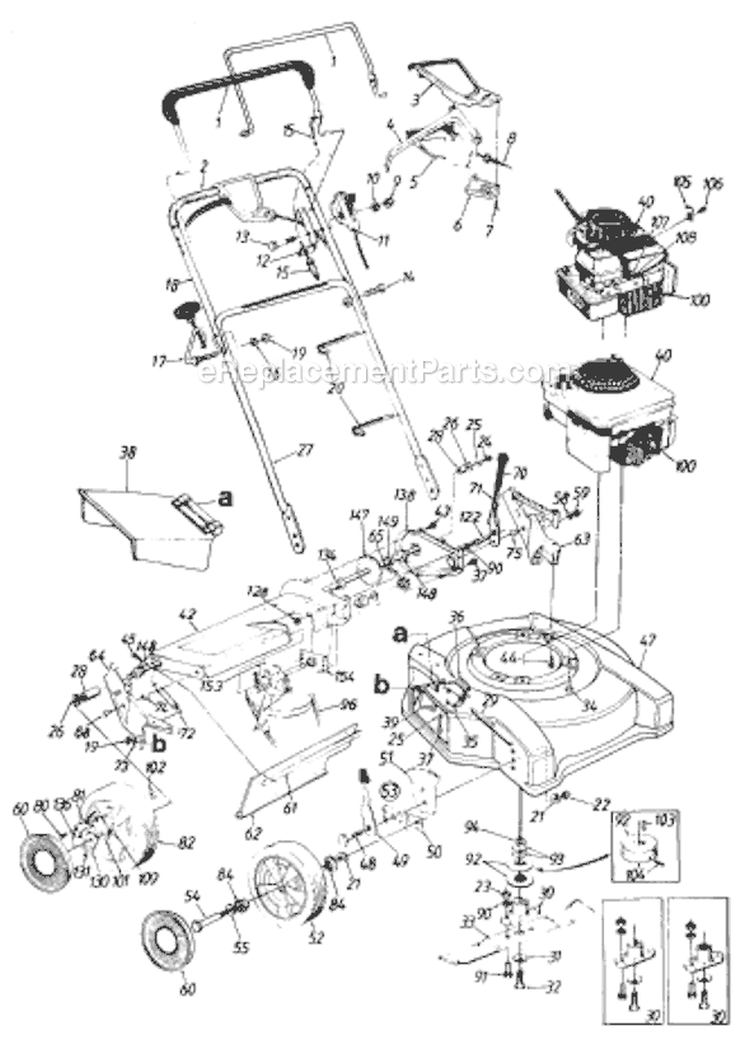 Page A Diagram and Parts List for 120-238R033 75543 -1990 MTD Lawn Mower