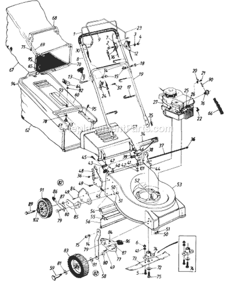 Page A Diagram and Parts List for 120-440R000 1990 MTD Lawn Mower