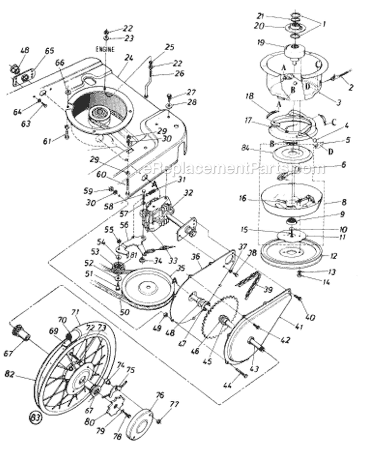 Page B Diagram and Parts List for 120-560B033/72776 1990 MTD Lawn Mower