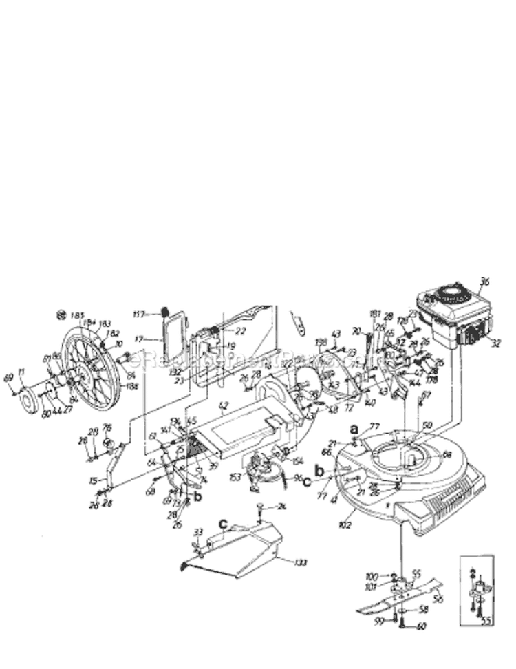 Page E Diagram and Parts List for 120548R 1990 MTD Lawn Mower