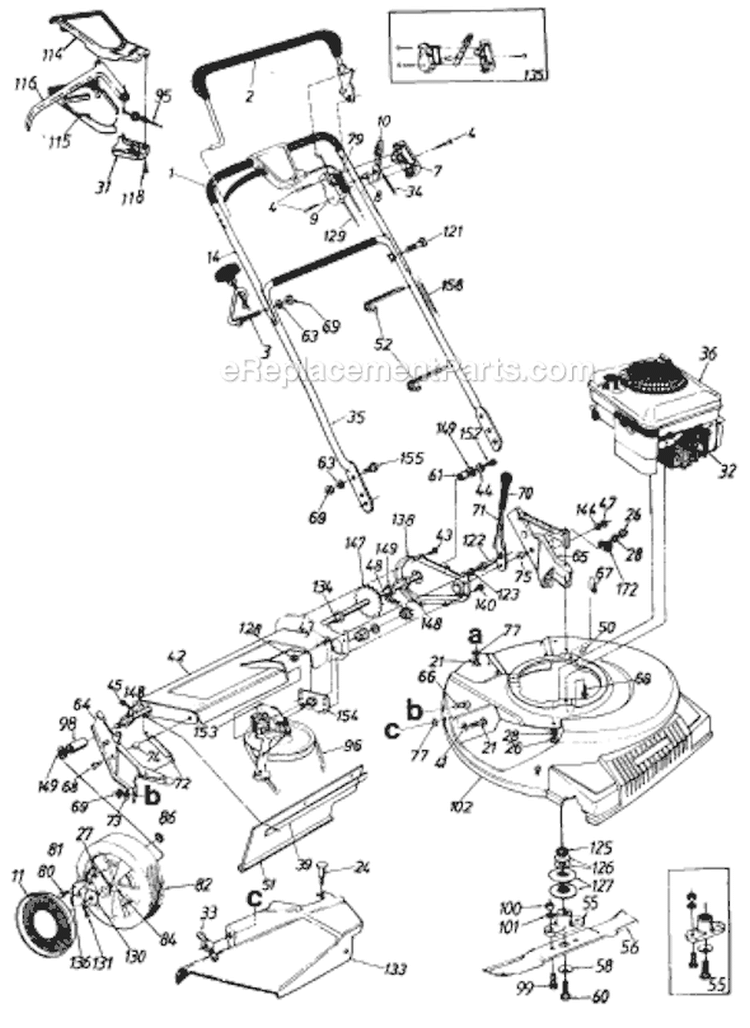 Page A Diagram and Parts List for 1208 1990 MTD Lawn Mower