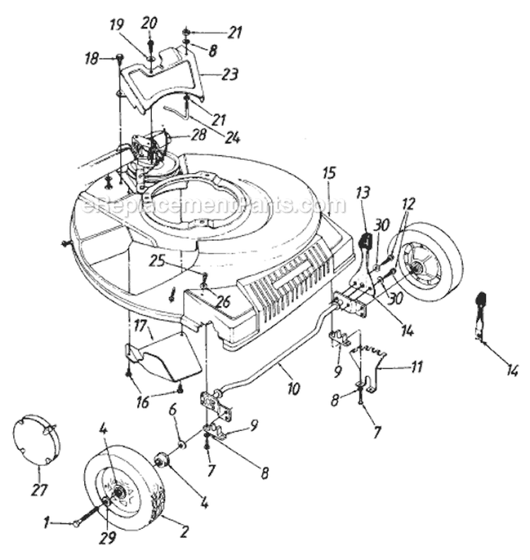Page D Diagram and Parts List for 1208 1990 MTD Lawn Mower