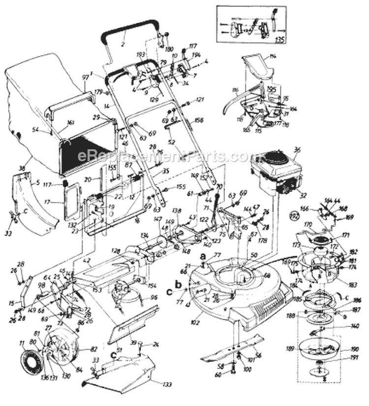 Page D Diagram and Parts List for 120898B 1990 MTD Lawn Mower