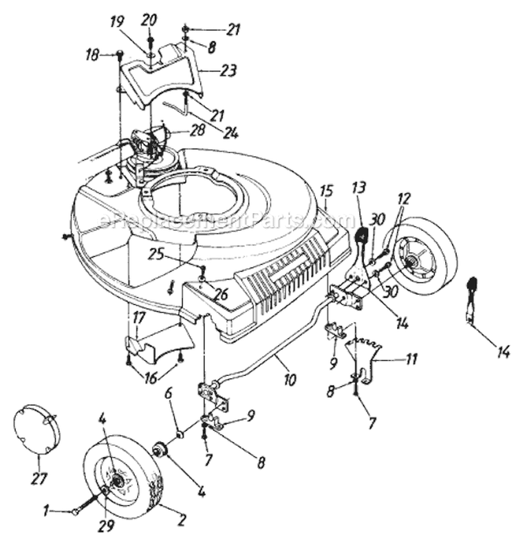 Page B Diagram and Parts List for 120898R 1990 MTD Lawn Mower