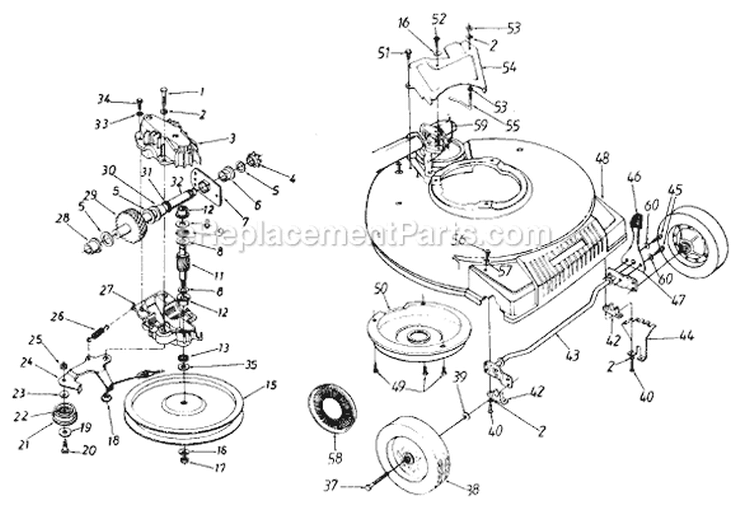 Page A Diagram and Parts List for 121-115R000 1991 MTD Lawn Mower