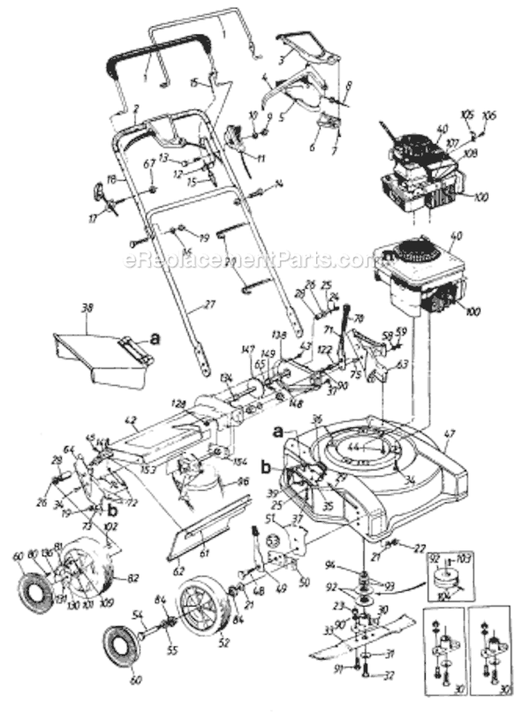 Page B Diagram and Parts List for 121-238R033 75543 -1991 MTD Lawn Mower