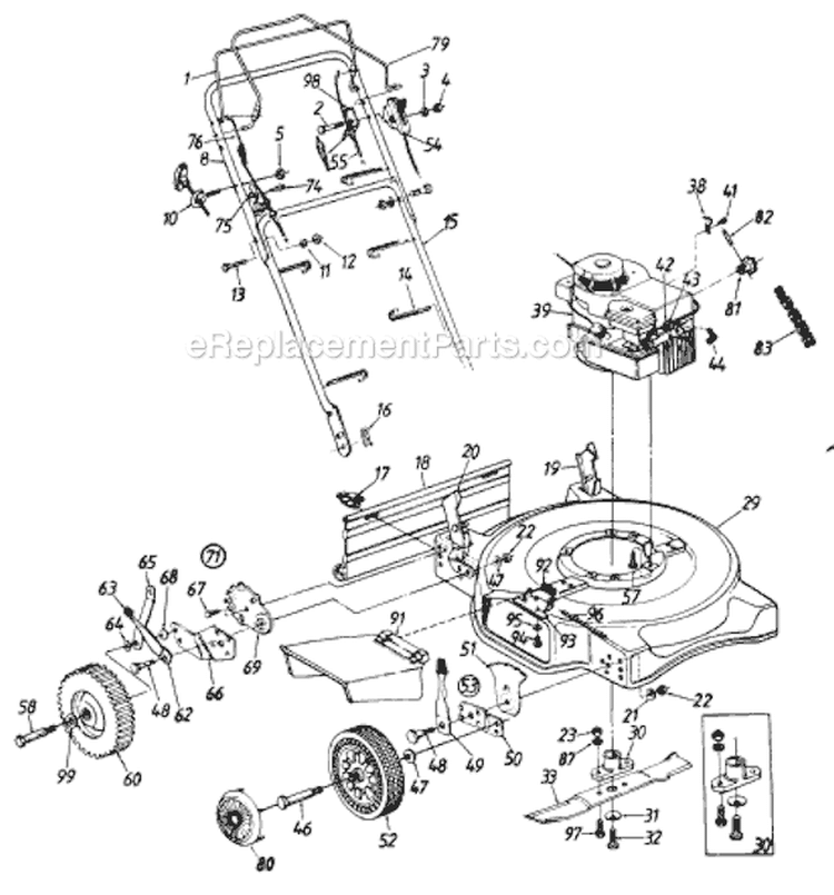 Page A Diagram and Parts List for 121-282R023 1991 MTD Lawn Mower