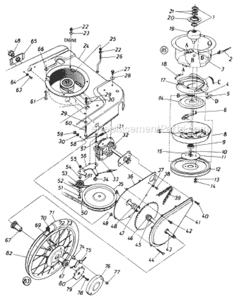 Page B Diagram and Parts List for 121-560B000 1991 MTD Lawn Mower
