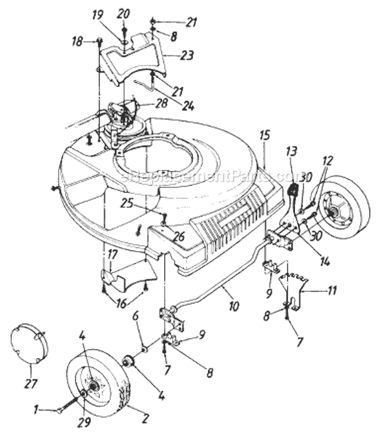Page C Diagram and Parts List for 121-898R401 1991 MTD Lawn Mower