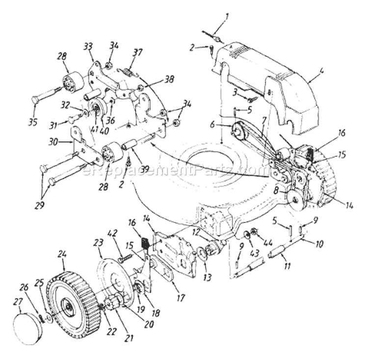Page A Diagram and Parts List for 122-456R033 75749 -1992 MTD Lawn Mower