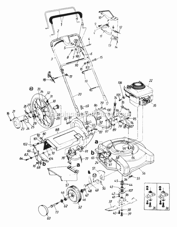 General_Assembly Diagram and Parts List for 122-528R054 1992 MTD Lawn Mower