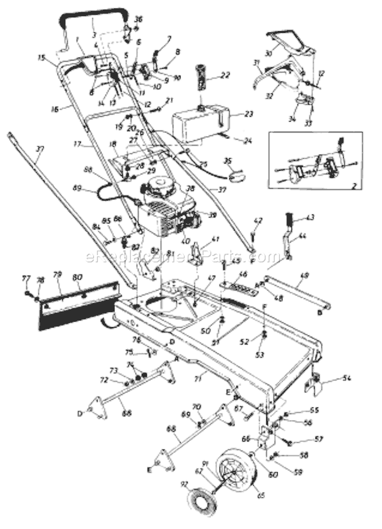 Page A Diagram and Parts List for 122-560B033 72776 -1992 MTD Lawn Mower