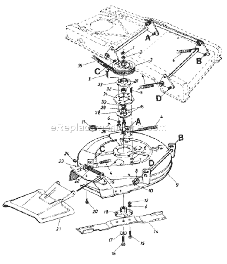 Page C Diagram and Parts List for 122-560B033 72776 -1992 MTD Lawn Mower