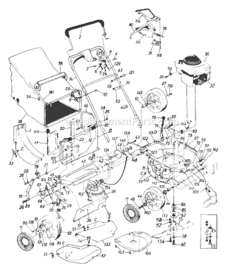 Page A Diagram and Parts List for 122-826R000 1992 MTD Lawn Mower