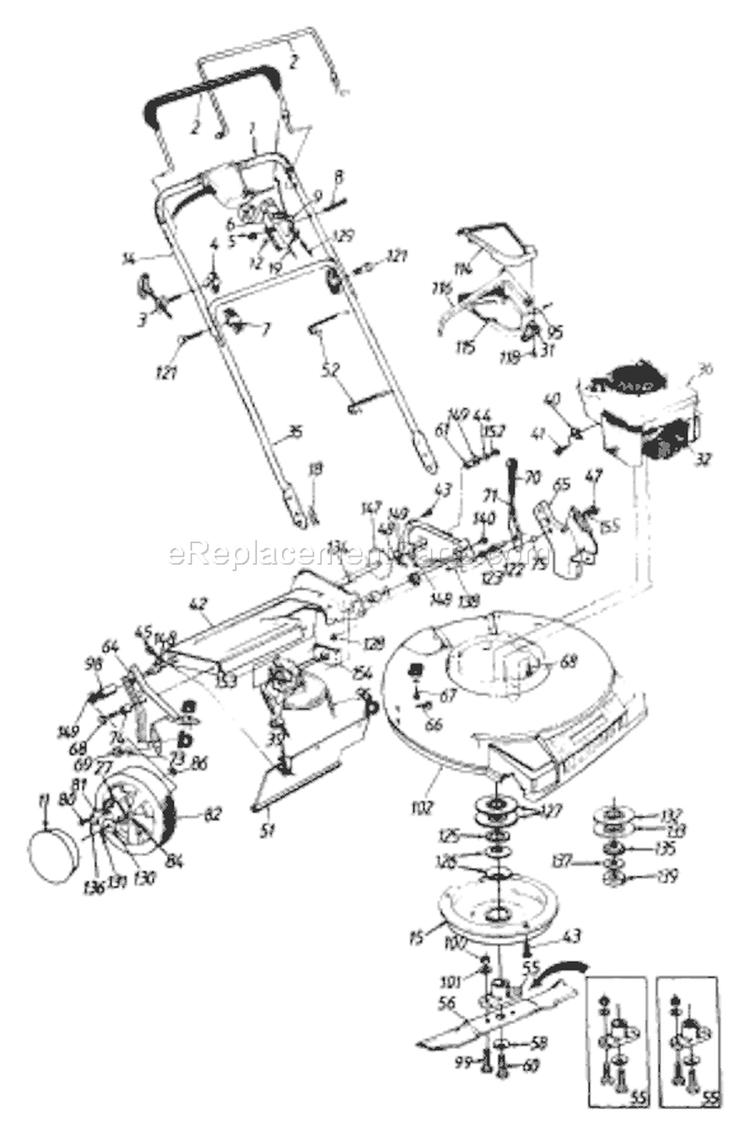 Page A Diagram and Parts List for 123-118A033 76888 -1993 MTD Lawn Mower
