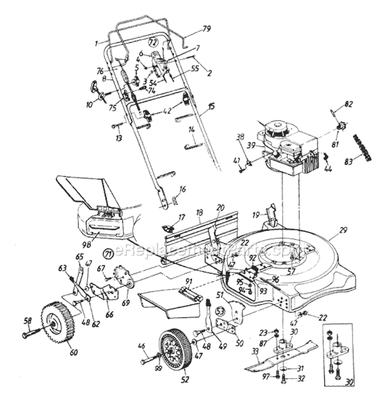 Page B Diagram and Parts List for 123-280B382 1993 MTD Lawn Mower