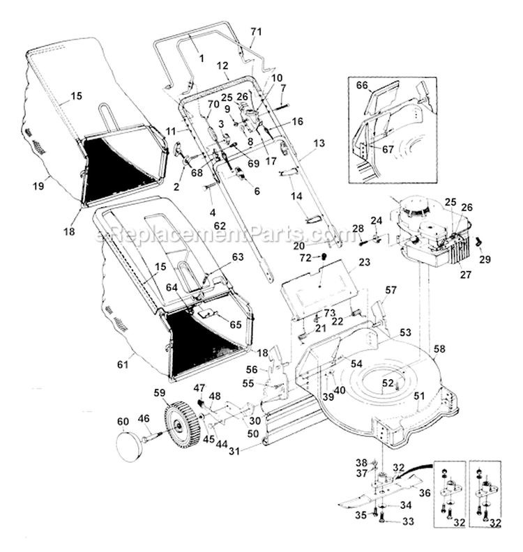 Page B Diagram and Parts List for 123-458B023 1993 MTD Lawn Mower