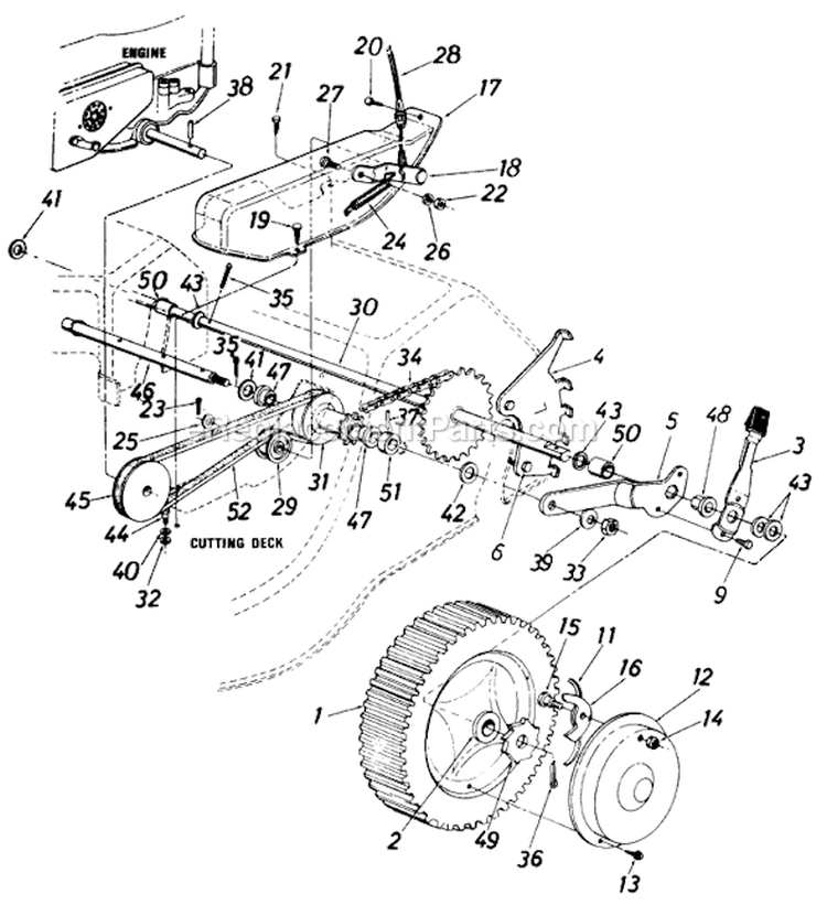 Page B Diagram and Parts List for 12357C 1986 MTD Lawn Mower