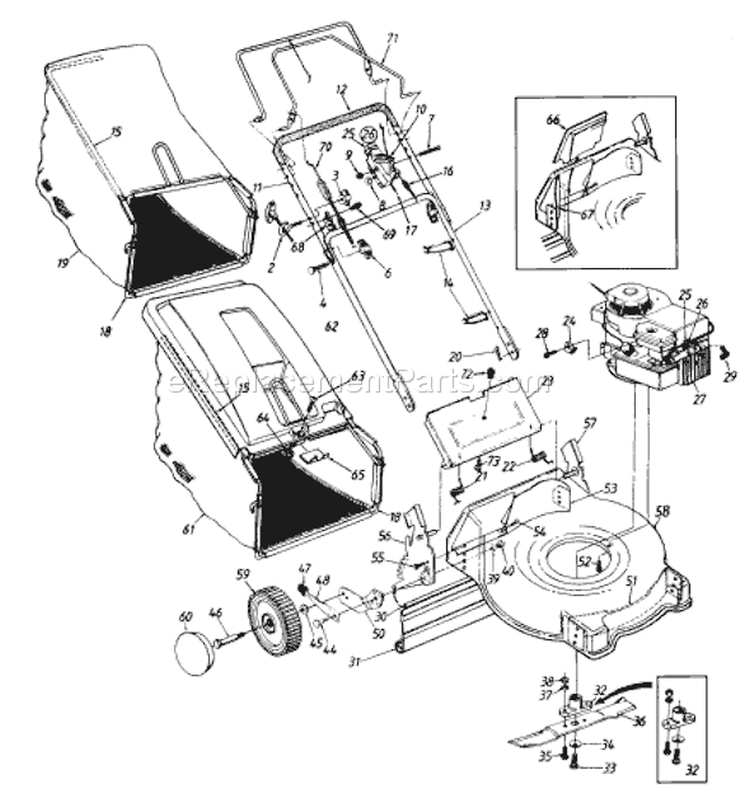 Page A Diagram and Parts List for 124-456B033 1994 MTD Lawn Mower