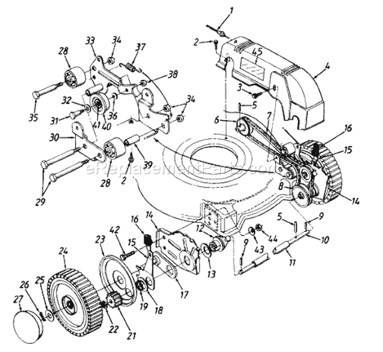 Page B Diagram and Parts List for 124-456B033 1994 MTD Lawn Mower