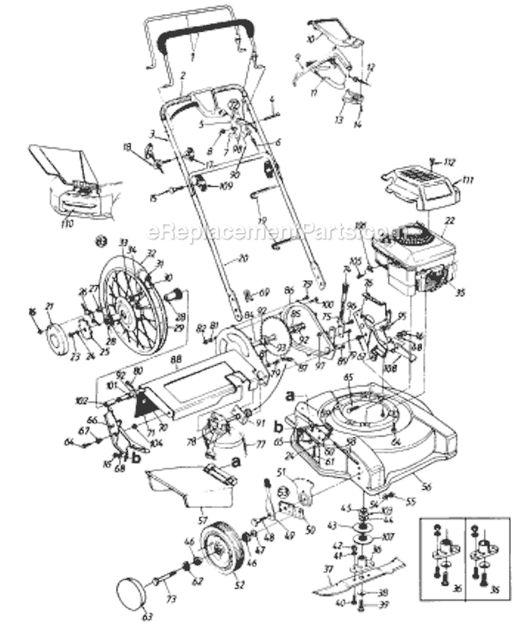 Page A Diagram and Parts List for 124-528A009 1994 MTD Lawn Mower