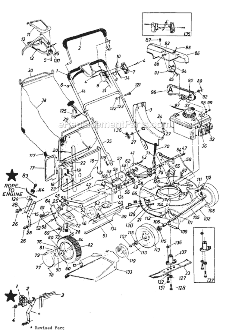 Page A Diagram and Parts List for 125-202-000 1985 MTD Lawn Mower