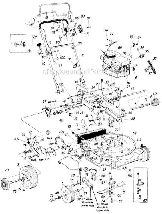Page A Diagram and Parts List for 125-222-129 1985 MTD Lawn Mower