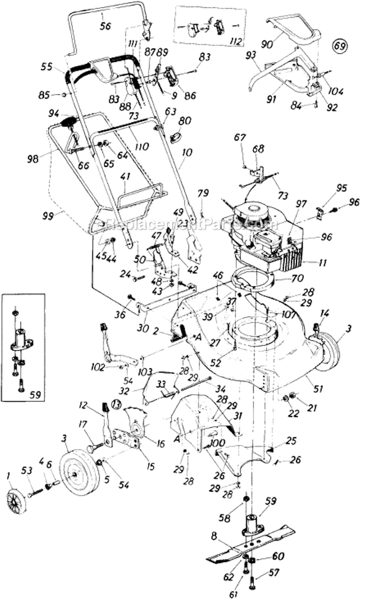 Page A Diagram and Parts List for 125-362-206 1985 MTD Lawn Mower
