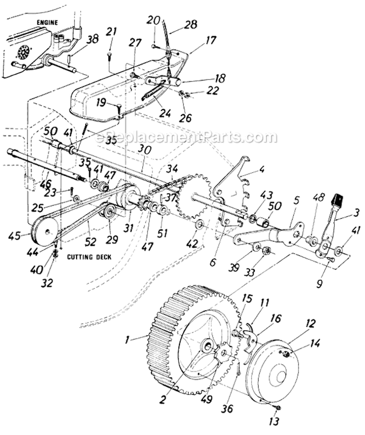 Page B Diagram and Parts List for 125-362-206 1985 MTD Lawn Mower