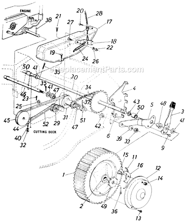 Page B Diagram and Parts List for 125-366-000 1985 MTD Lawn Mower
