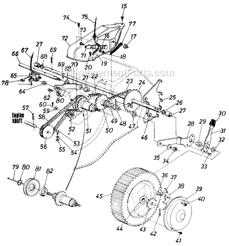 Page C Diagram and Parts List for 125-366-000 1985 MTD Lawn Mower