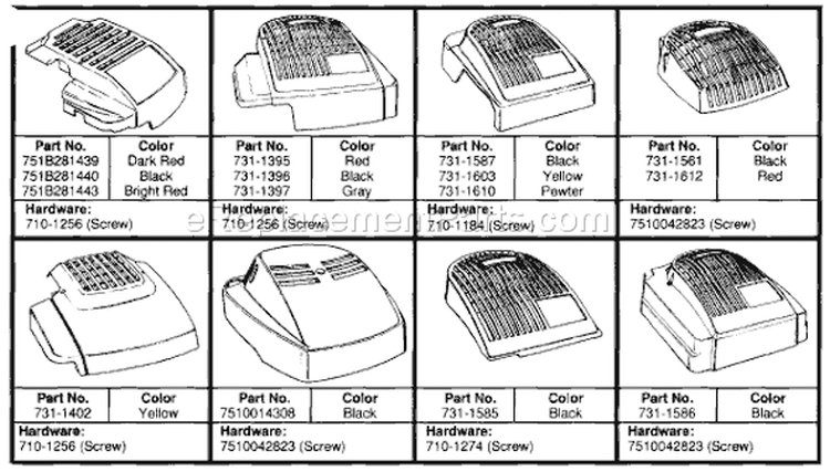 Page C Diagram and Parts List for 125-454B033 1995 MTD Lawn Mower