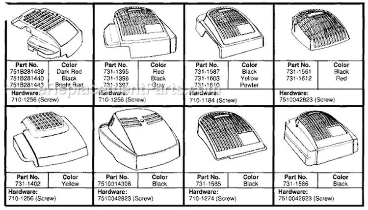 Page C Diagram and Parts List for 125-458B308 1995 MTD Lawn Mower