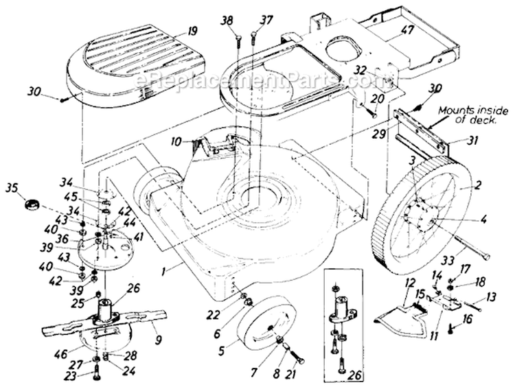 Page C Diagram and Parts List for 125-553-002 1985 MTD Lawn Mower