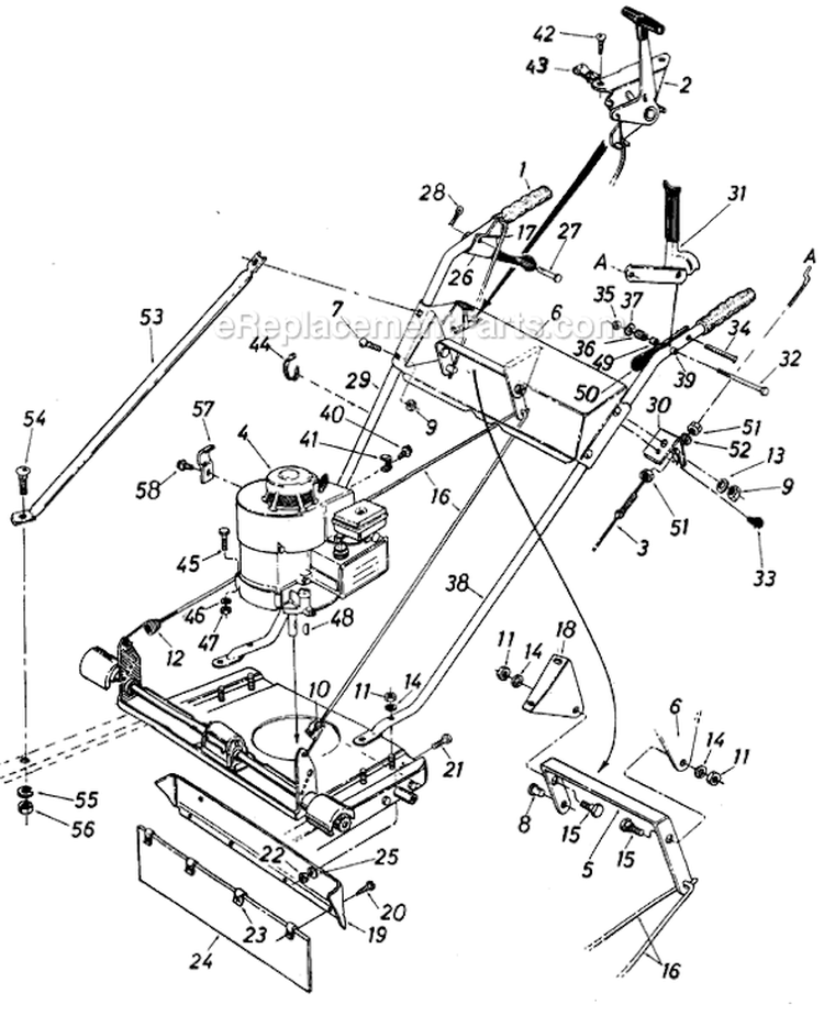 Page A Diagram and Parts List for 125-573-000 1985 MTD Lawn Mower