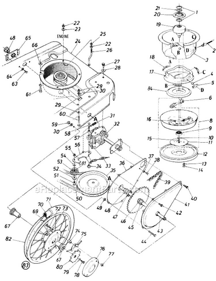 Page B Diagram and Parts List for 12560-7 1987 MTD Lawn Mower