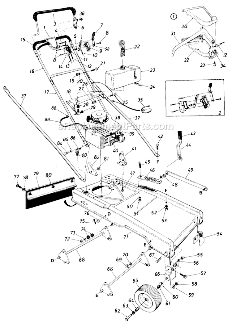 Page A Diagram and Parts List for 12560B-9 1989 MTD Lawn Mower