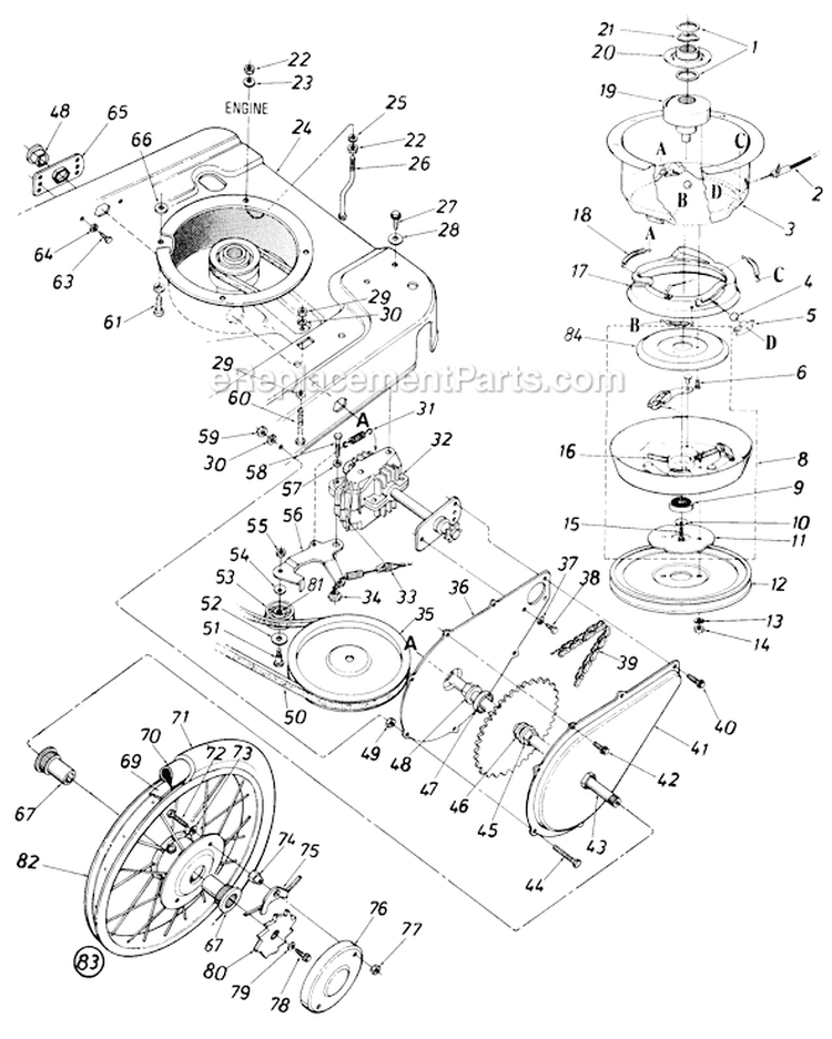 Page B Diagram and Parts List for 12560B-9 1989 MTD Lawn Mower