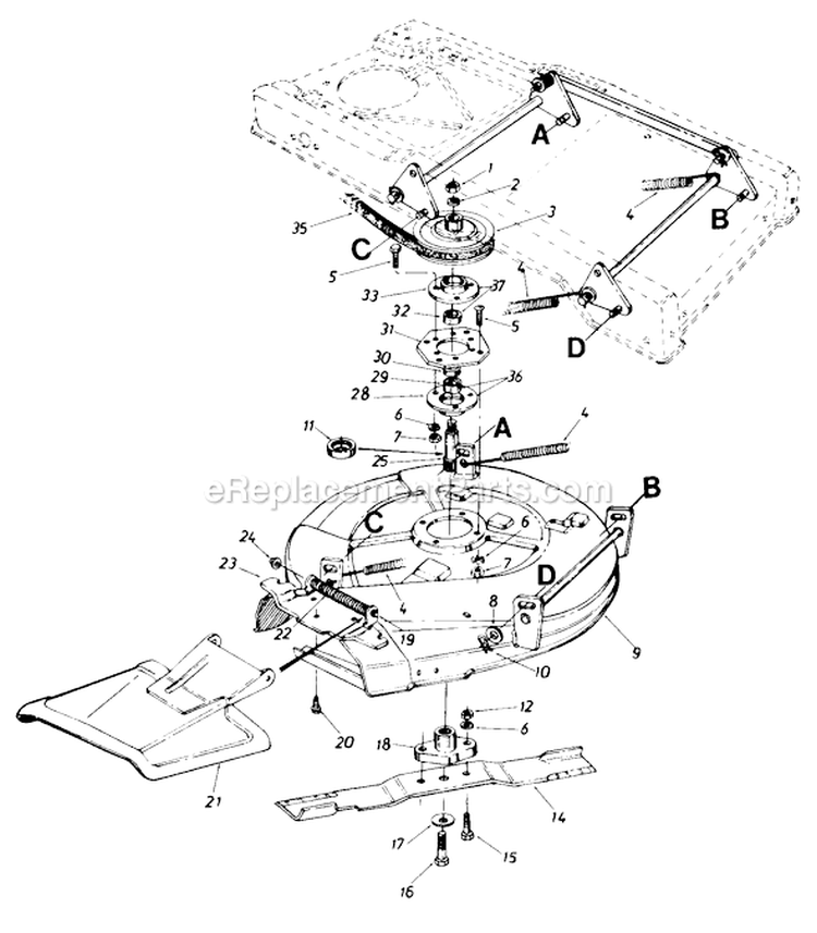 Page C Diagram and Parts List for 12560B-9 1989 MTD Lawn Mower