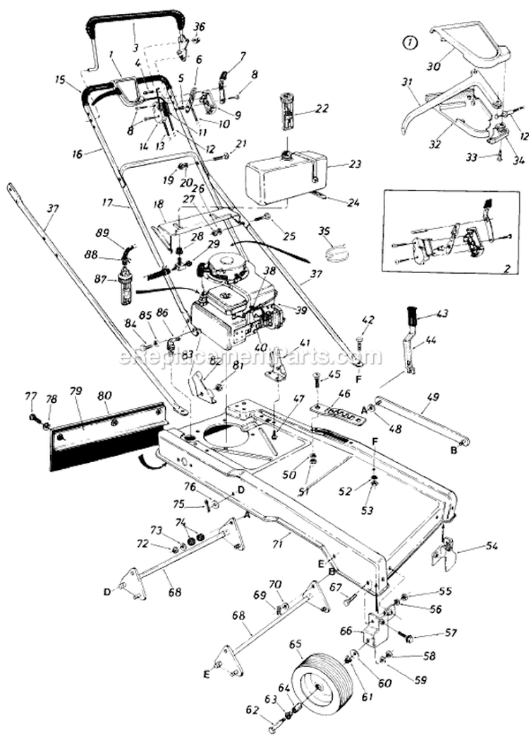 Page A Diagram and Parts List for 12560C 1986 MTD Lawn Mower