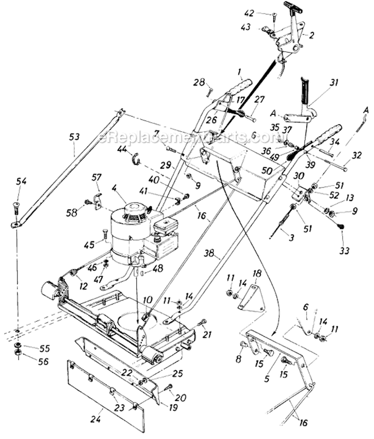 Page A Diagram and Parts List for 12574S 1985 MTD Lawn Mower