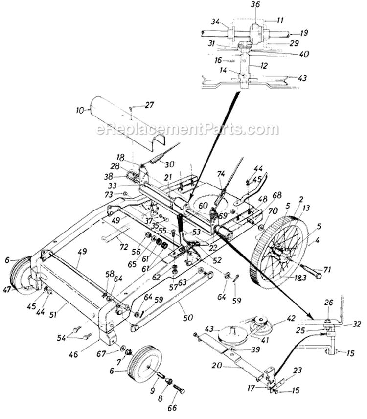 Page B Diagram and Parts List for 12574S 1985 MTD Lawn Mower