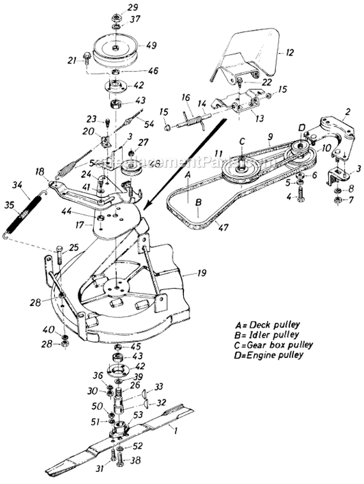 Page C Diagram and Parts List for 12574S 1985 MTD Lawn Mower