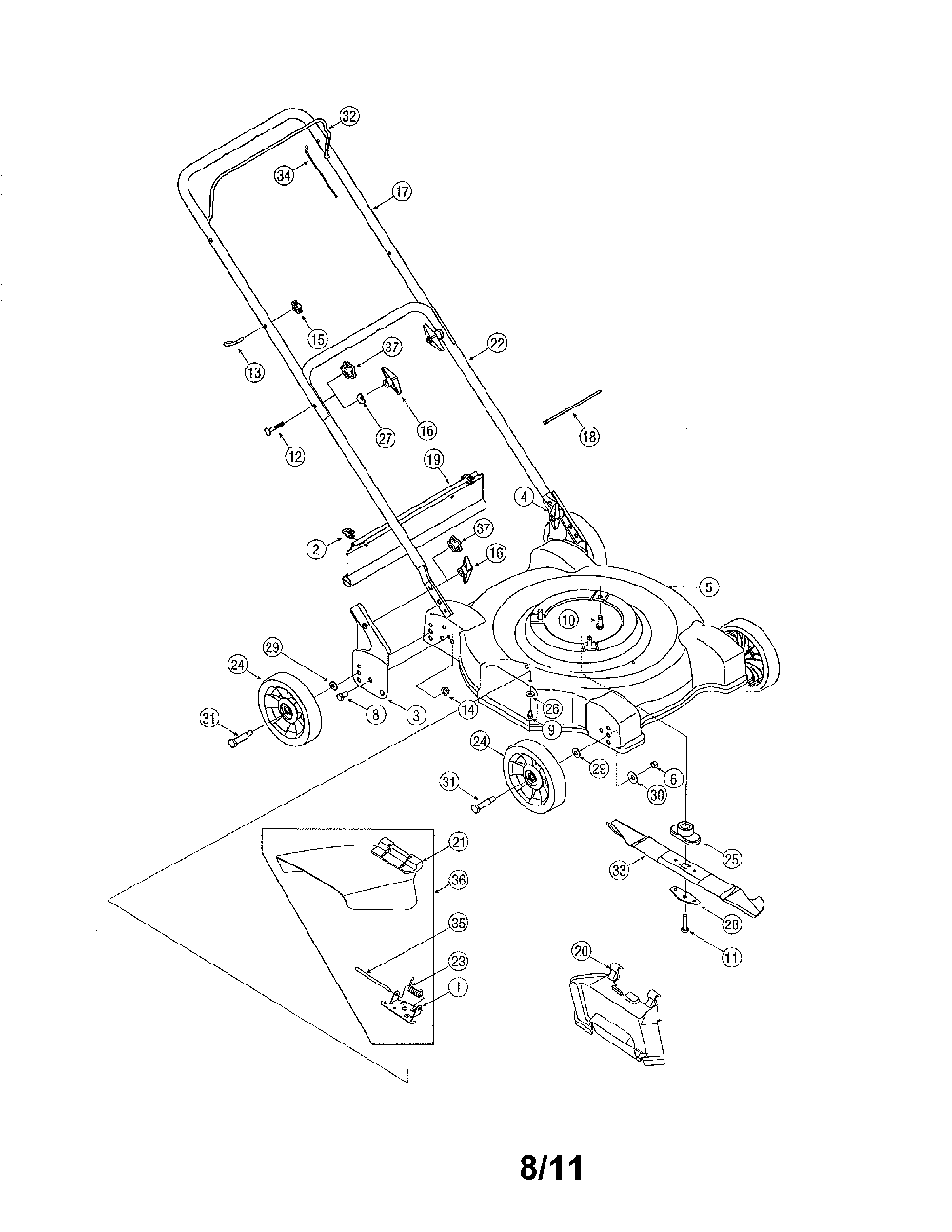 Lawn mower Diagram and Parts List for 11A-073A800  MTD Lawn Mower