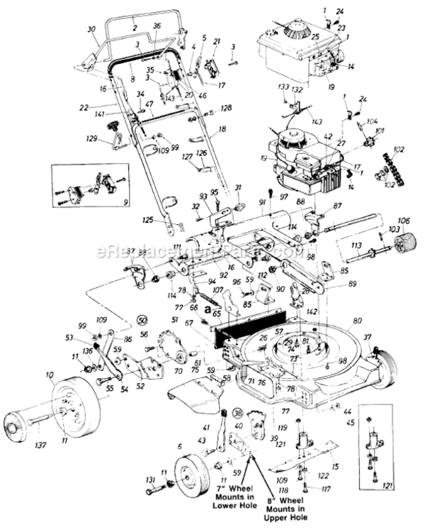 Page A Diagram and Parts List for 126-222-000 1986 MTD Lawn Mower