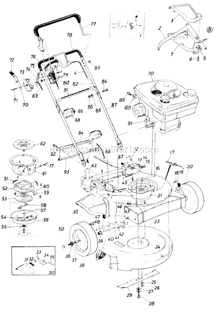 Page A Diagram and Parts List for 126-234-307 1986 MTD Lawn Mower