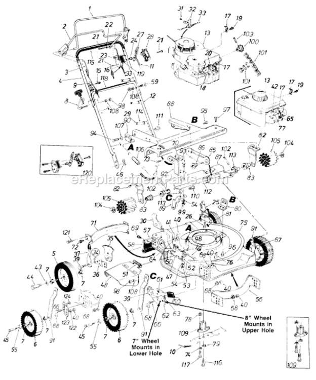 Page A Diagram and Parts List for 126-262-000 1986 MTD Lawn Mower