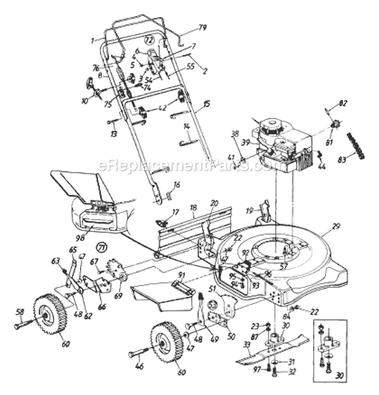 Page B Diagram and Parts List for 126-282C352 1670888 -1996 MTD Lawn Mower